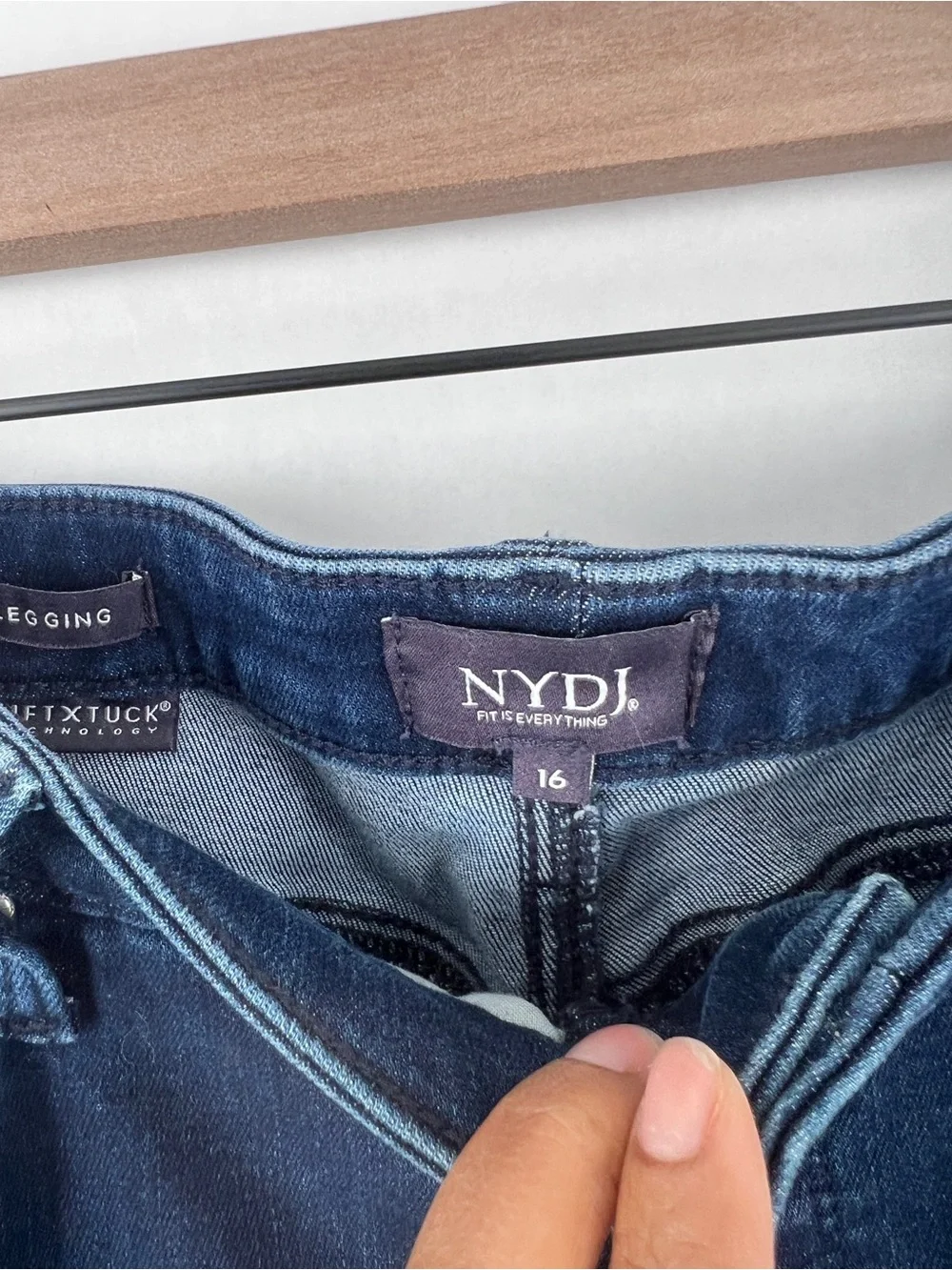 NYDJ Clean Grant Alina High Waist Button‎ Fly Split Hem Legging Skinny Jeans 16